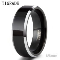 Tigrade 6mm 8mm Mens Engagement Ring Black Wedding Couple Band Jewelry Tungsten Carbide Ring High Polished pierscionki For Lover