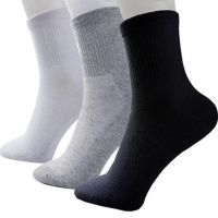 Solid Color Mesh Middle Tube Mens Socks Men Sports Cotton Socks