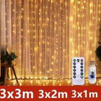 ZZOOI Curtain LED String Lights Christmas Decorations 3m Remote Control Holiday Wedding Fairy Garland Lights for Bedroom Outdoor Home