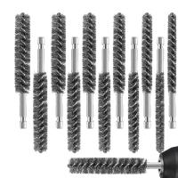 Stainless Steel Bore Brush Stainless Steel Bristles Wire Brush for Power Drill with Hex Shank Handle 12 Pcs