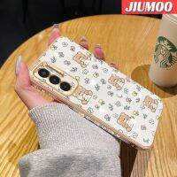 เคส JIUMOO สำหรับ Tecno Pova 3 Pova Neo Pova Neo2 Pova 4 Pro เคสการ์ตูนน่ารักลายหมีดอกไม้ดีไซน์ใหม่สุดหรูชุบเคสมือถือกันกระแทกเคสนิ่มป้องกันคลุมทั้งหมดเลนส์กล้องถ่ายรูป