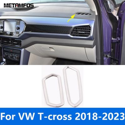 สำหรับ Volkswagen T-Cross Tcross 2018-2022 2023เครื่องปรับอากาศด้านบนช่องระบายอากาศเครื่องปรับอากาศฝาครอบช่องระบายขอบแต่งรถอุปกรณ์เสริม