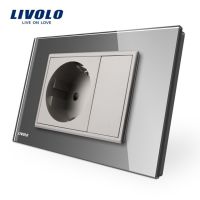 Livolo EU เต้าเสียบไฟคริสตัลสีขาว/ดำหน้าจอโทรศัพท์ AC 110 ~ 250V 16A ปลั๊กไฟติดผนัง VL-C9C1EU-11/12ชิ้น