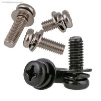 ❆ Phillips Pan Head Three Combination Screw M2-M6 Cross Round Head With Washer Screws Bolts Kit Set Black Zinc/Nickel Plated