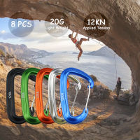 8ชิ้น Professional carabiners D รูปร่าง12 KN ปีนเขา hots เปลญวนป้องกันกลางแจ้ง camping BUCKLE