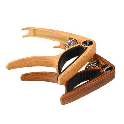 Wood Colour Acoustic Guitar Capo Water Transfer Printing with Pin Puller Guitar Capo Clamp