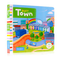 Busy series busy town English original picture book push-pull sliding mechanism operation cardboard book childrens English Enlightenment childrens fun games toy book early education parent-child interaction Campbell