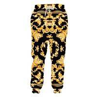 Luxury Gloden Flower Sweatpants Men/Women Novelty Baroque 3D Printed Jogger Pants Custom Sports Trousers Plus Size Dropship 5XL