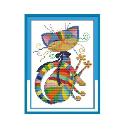 【CC】 Colorful cat cross stitch kit cartoon hand embroidery set craft handmade needlework cross-stitching DMC Dreamfounder