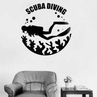 [COD] Scuba Diving Vinyl Wall Decal Diver Sea Washroom Stickers Mural Top Wallpaper LC253