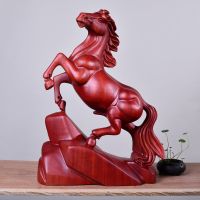 Solid Wood Horse To Success Statue Modern Art Whole Wood Sculpture Home Living Room Office Decoration Statue