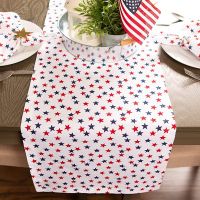 【cw】 Star Decoration Table Runner Tablecloth Kitchen Dining Decoration Table Runner Family Party Table Decoration Table Runner