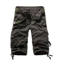 2016 New Mens Summer Army Cargo 34 Three Quarter Pants Cotton Multi Pockets Military Tactical Camo Casual Men Jogger Short