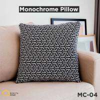 [ส่งฟรี] หมอนอิง หมอนวางโซฟา ขนาด 50x50ซม. รุ่น Monochrome Pillow สีโทนดำลาย Geometry  RENITA HOME