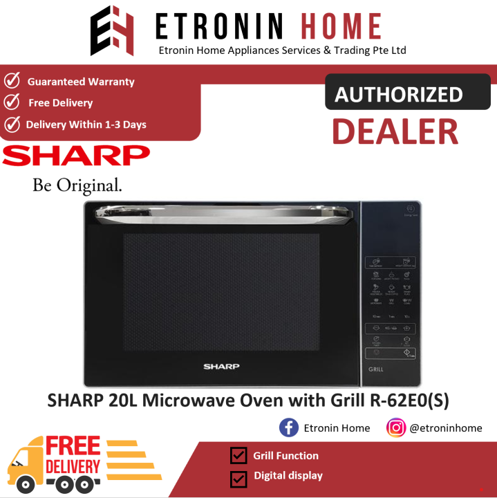 SHARP 20L Microwave Oven with Grill R62E0(S) Lazada Singapore
