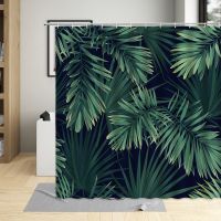 Tropical Plant Green leave Shower Curtain Banana Leaf Monstera Flower Scenery Bathroom Bath Curtains Decor Fabric With Hooks Set