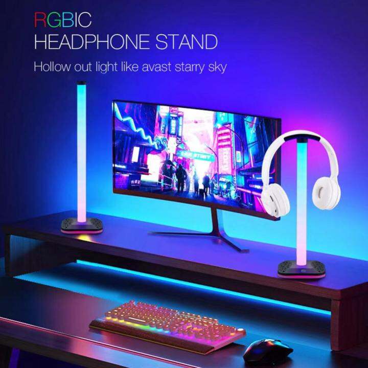 ที่แขวนหูฟังสำหรับเล่นเกมไฟ-rgb-ป้องกันการลื่นหูฟังบลูทูธไร้สายป้องกันรอยขีดข่วนอุปกรณ์เสริมสำหรับ-pc-ความสว่างปรับได้