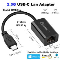 IOCREST 2500Mbps Type-C 2.5กรัมภายนอกสายอีเธอร์เน็ตการ์ดเครือข่าย RTL8156 USB3.1 RJ45แปลง Lan อะแดปเตอร์สำหรับ Mac Win10