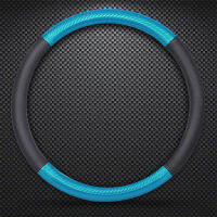 DERMAY D Shape O Shape Steering Wheel Cover Genuine leather Cow Skin + Carbon Fibre 38CM Car Wheel Cover Interior Accessories