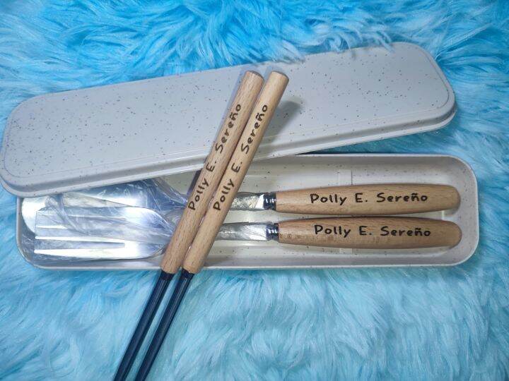 Personalized Spoon and Fork W/ Chopstick (Laser Engraved) Lazada PH