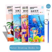 【hot sale】 ☫☎ B02 20Pages/Set Painting Water Children Coloring Book Watercolor Book DIY Handmade Portable Note Book Watercolor Paintbrush Learning Kids Toys