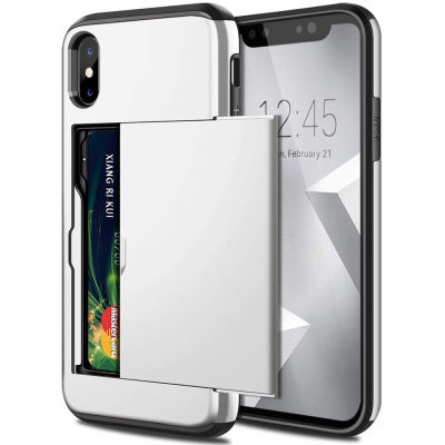 IPhone XS Case,iPhone XR Case,iPhone XS MAX กระเป๋าสตางค์กรณีผู้ถือบัตรไฮบริดหนักคุ้มครองกันกระแทกป้องกันรอยขีดข่วนนุ่มยางกันชนกรณีปกสำหรับ iPhone X