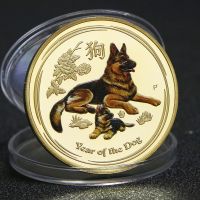 【CW】 Year Of The Dog Commemorative Coins 1 Gold Plated Elizabeth II Souvenirs Gifts