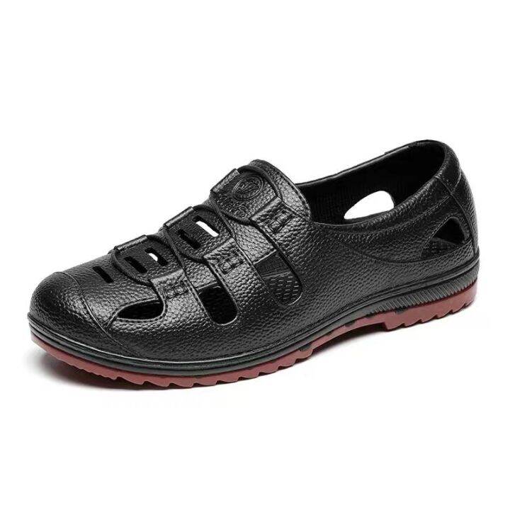 Vofox Men's Korean version of breathable leather rubber shoes sports ...