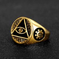 Vintage Ancient Egypt Mythology All Seeing Eye Metal Ring Religious Style Amulet Jewelry