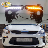 SNCN ไฟหน้าเดย์ไลท์รถ DRL LED 12V 2ชิ้นสำหรับ Kia Rio K2 2017 2018สัญญาณไฟเลี้ยวสีเหลือง12V ไฟกลางวันไฟตัดหมอกการขับขี่อัตโนมัติ