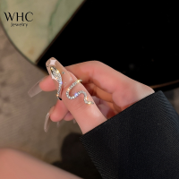 WHC Jewelry แหวนชุบเงินรูปร่างงูเครื่องประดับสีวาวใหม่2023ดีไซน์หรูหราสำหรับผู้หญิง