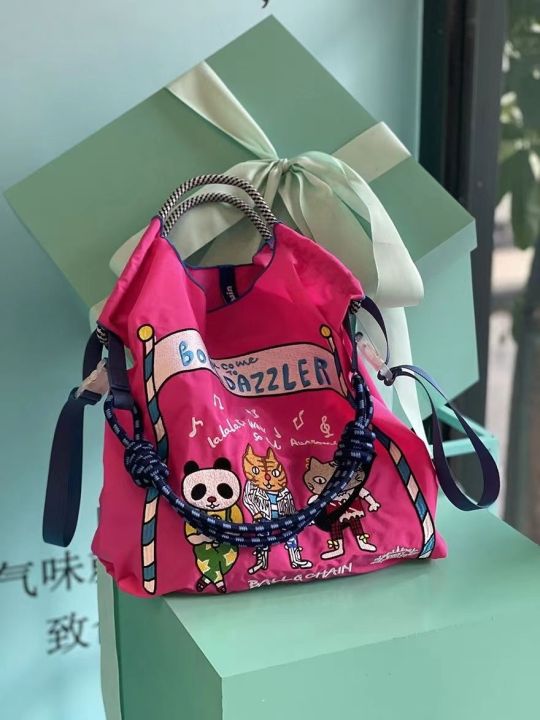 japan-ballchain-environmental-protection-bag-2023-new-embroidery-shopping-portable-shoulder-messenger-large-capacity-nylon
