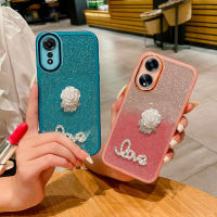 เคสโทรศัพท์ OPPO A18 A38 A58 2023 ล่าสุดดอกกุหลาบตกแต่งเลื่อมแวววาวการออกแบบพร้อมฟิล์มป้องกันเลนส์ปลอกยางใสอ่อนเคสOPPO A18 เคสโทรศัพท์หรูหราหุ้ม