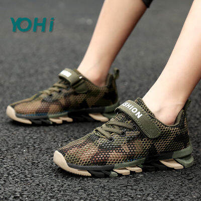 รองเท้าผ้าใบอุปกรณ์แพทย์ Mesh เดี่ยวลายพรางสำหรับเด็กเด็กหญิงเด็กชาย For28-40เด็กวัยรุ่นฤดูร้อนแบบใหม่ดั้งเดิมปี2023