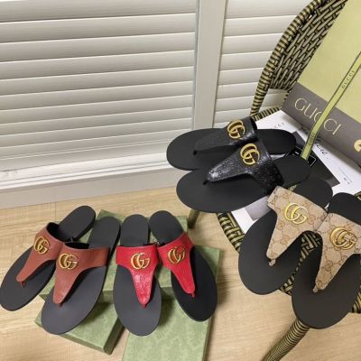 Feet Clip Flip-flops Female Gold Letter Button Printed Flat Slippers Large Slippers