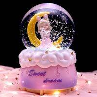 Crystal Ball Music Box Cute Moon Princess Rotating Light Send Children Girls Birthday Gift Graduation Gift Music Box toy