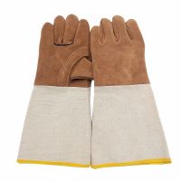 Welding Gloves Leather Wear-resistant Welder Canvas Sleeve Fur