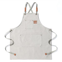 Durable Goods Heavy Duty Unisex Canvas Work Apron with Tool Pockets Cross-Back Straps Adjustable For Woodworking Painting