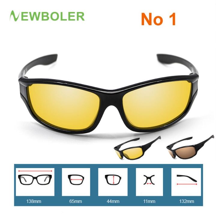newboler-แว่นตากันแดดโพลาไรซ์รุ่นเรืองแสง-peralatan-pancing-แว่นตาทรงสปอร์ตสำหรับกลางแจ้งสำหรับผู้ชายเลนส์สีน้ำตาลเหลืองสำหรับขับขี่