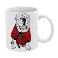 【✴COD✴】 JICOC Puga ถ้วยสีขาวตลกเซรามิกขนาด11ออนซ์กาแฟชานม Cups มหาวิทยาลัย Georgia Uga Go Dawgs มาสคอตฟุตบอลเอเธนส์จอร์เจีย