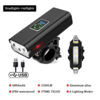 ไฟจักรยาน4800 Mah USB ชาร์จไฟได้ MTB โคมไฟจักรยานถนนโคมไฟกลางแจ้งขี่จักรยาน Flashgt อุปกรณ์จักรยาน