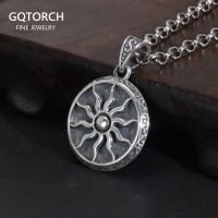 Vintage 925 Sterling Silver Apollo Amulet Sun God Pendant Necklace Punk Style Sweater Chain Fine Jewelry