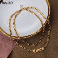 【CC】 Name Necklace Layers Personalized 6mm Chain Pendant Nameplate