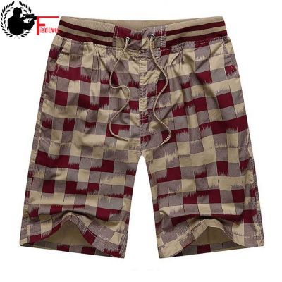Bermuda Male Hot 2021 Summer Elastic Waist Mens Plaid Shorts Classic Design Breeches Cotton Casual Beach Short Pants Big Size 44