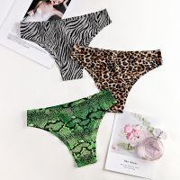 COD Leopard Ice Silk Panties for Women Seamless Briefs Low-Rise Underwear M-3XL Plus Size Sexy Animal Print