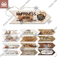 Putuo Decor Coffee Wooden Arrow Sign Wood Wall Plaque Gift Idea Wood Arrow Panel for Cafe Wall Decoration Irregular Hanging Sign