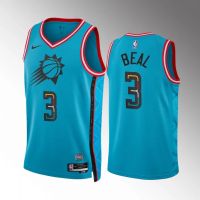 【High Quality】Mens New Original NBA Phoenix Suns #3 Bradley Beal City Edition Blue Jersey Swingman Heat-pressed