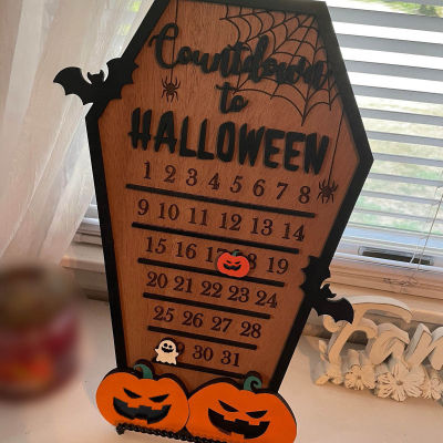 Halloween Advent Countdown Calendar DIY Moving Wooden Block/Number Calendar for Living Room Reading Room