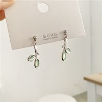 New Korean Green Leaves Earrings Opal Fashion S925 Post