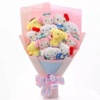 Kawali Kuromi Melody Cinnamoroll Sanrio Plush Bouquet นุ่มวันวาเลนไทน์ตุ๊กตามืออะนิเมะของขวัญวันเกิดเด็กผู้หญิงคริสต์มาส